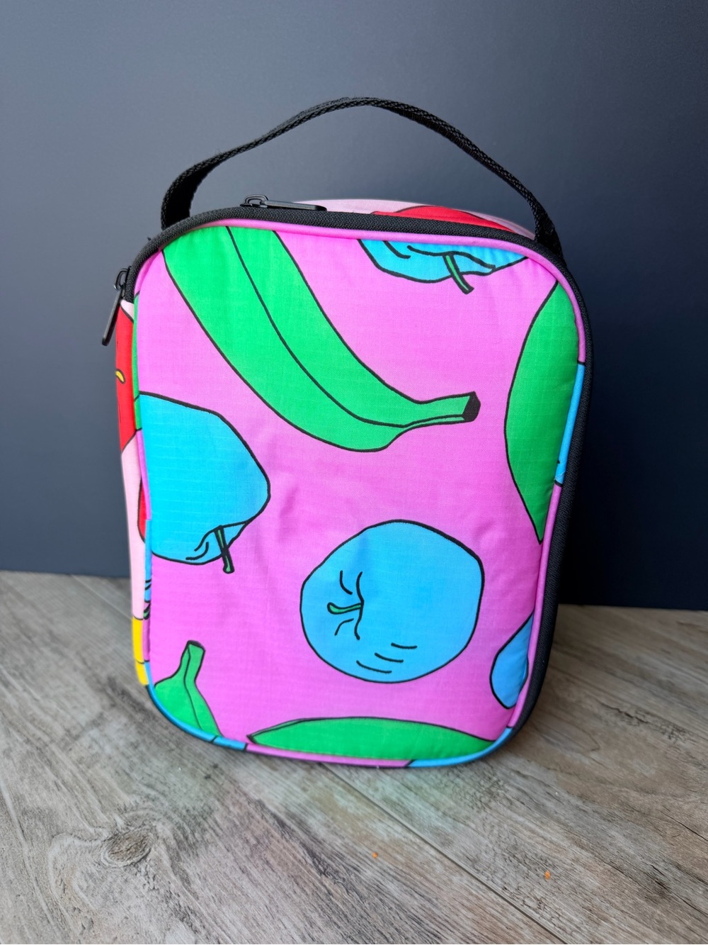 Rare Discontinued BAGGU Pink Fruit Salad Apples Bananas Puffy Lunch Box
